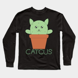 Cute Cat Cactus Long Sleeve T-Shirt